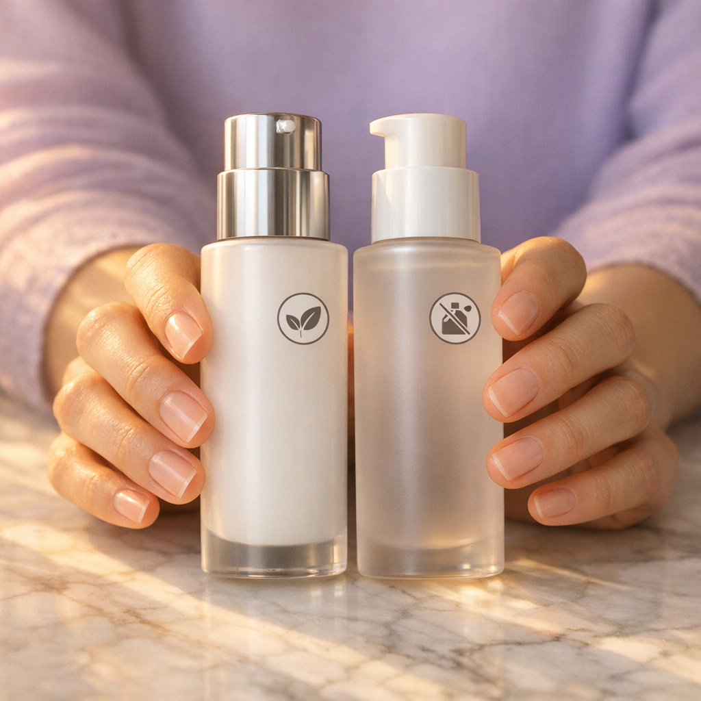 two skincare bottles compared for PDRN and polynucleotide label clues